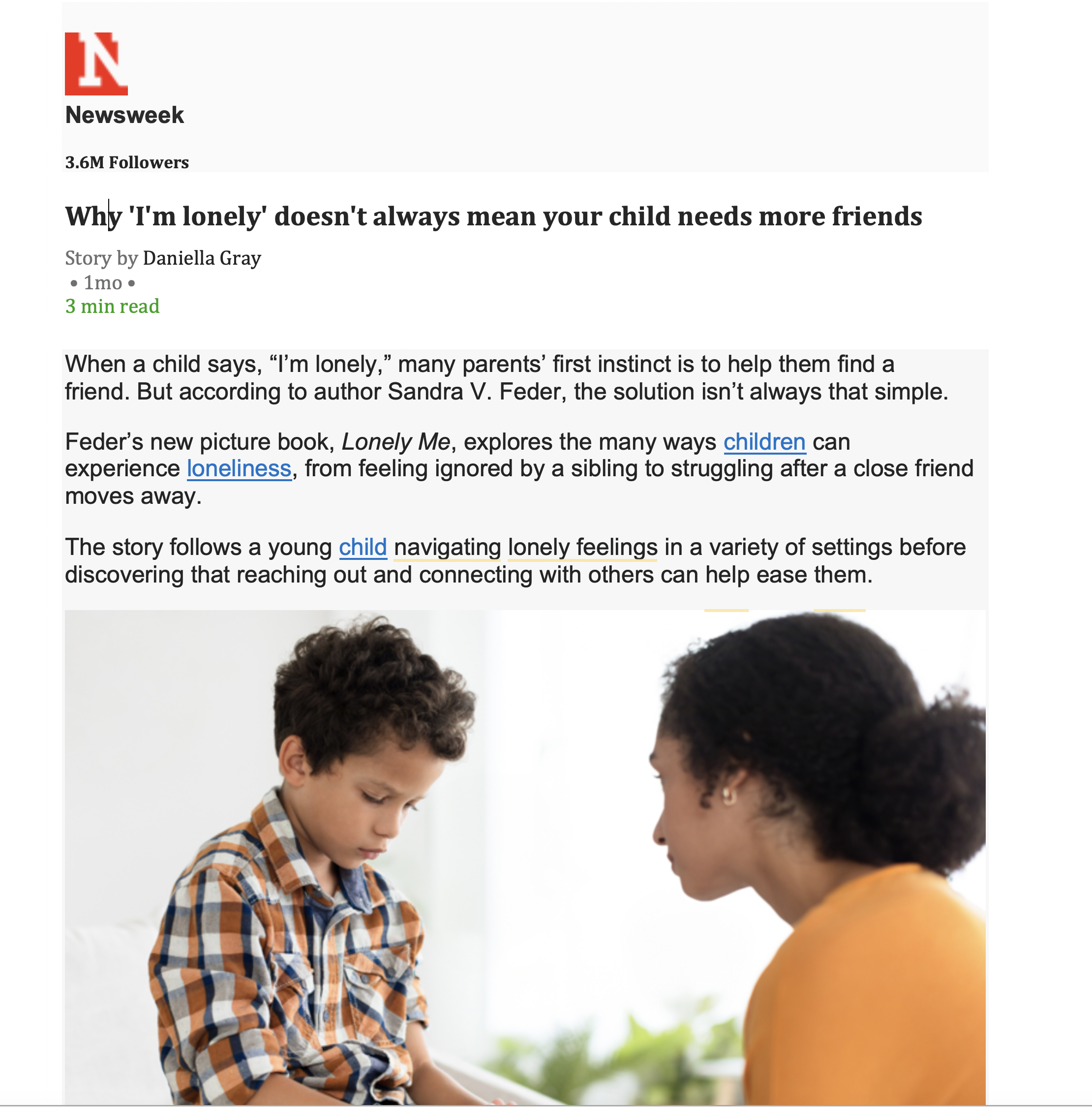 Newsweek / Lonely Me by Sandra V. Feder
